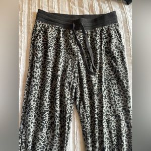 Super cute cheetah grey and black sweatpants.